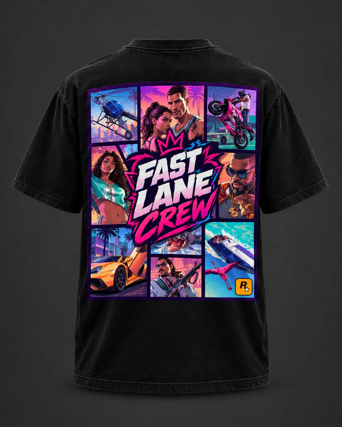 Camiseta Crew Collage Preta — costas