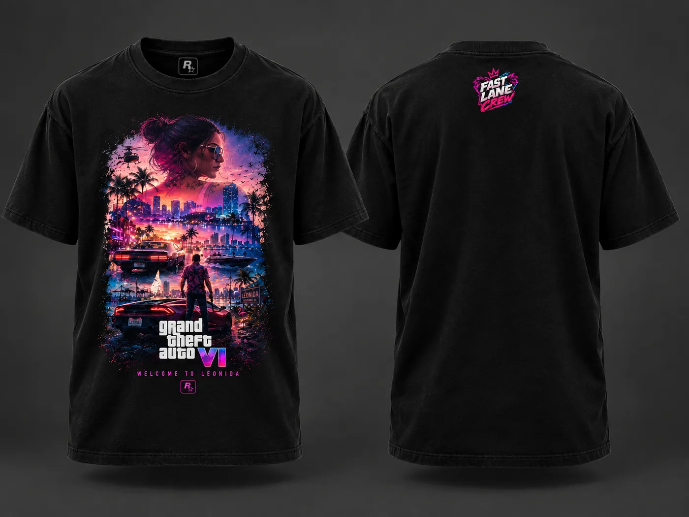 Camiseta Leonida Preta Frente e costas