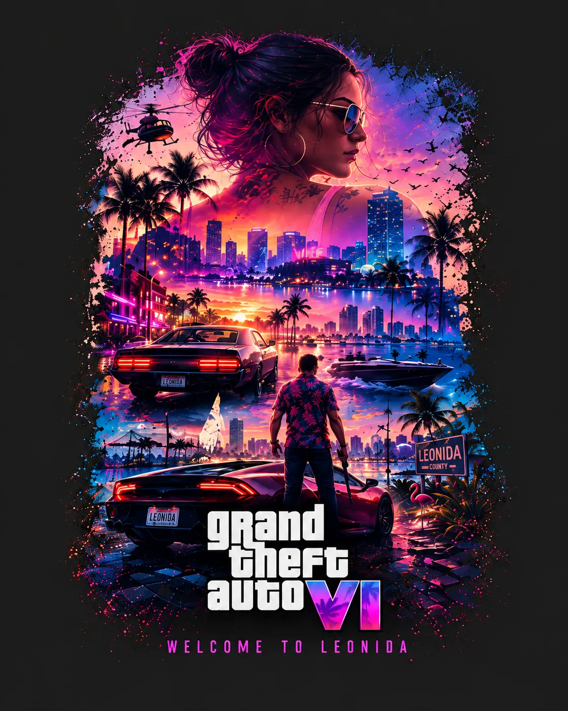 Camiseta Leonida Preta Estampa